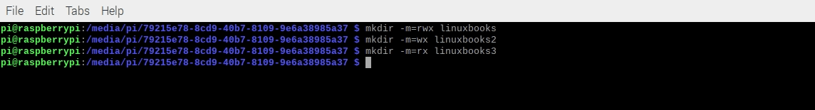 mkdir -m option output