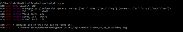 Node install error