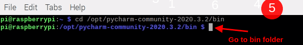 Go to bin folder in raspberry pi 4